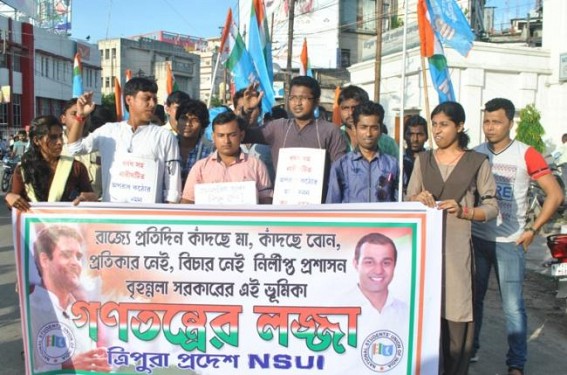 NSUI raise voice against atrocities against women in the state